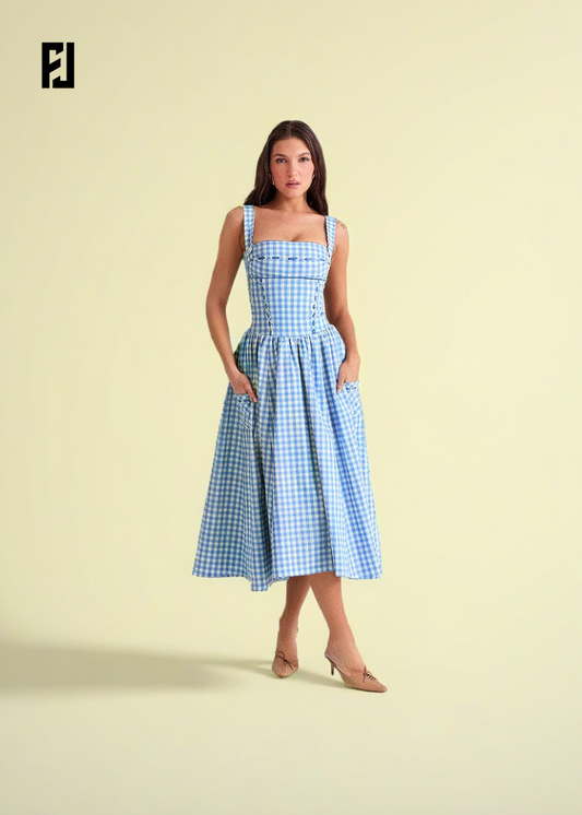 Robe d’Été à Carreaux – Silhouette Chic & Détails Pratiques
