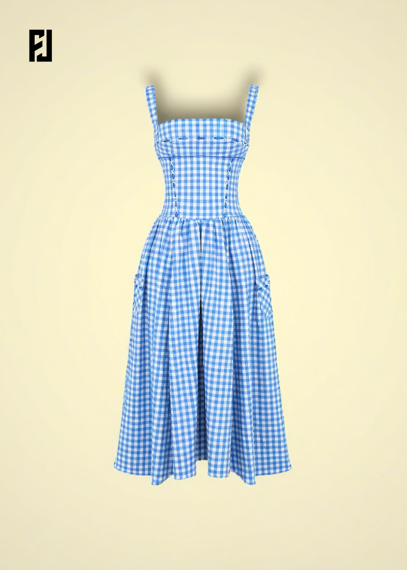 Robe d’Été à Carreaux – Silhouette Chic & Détails Pratiques