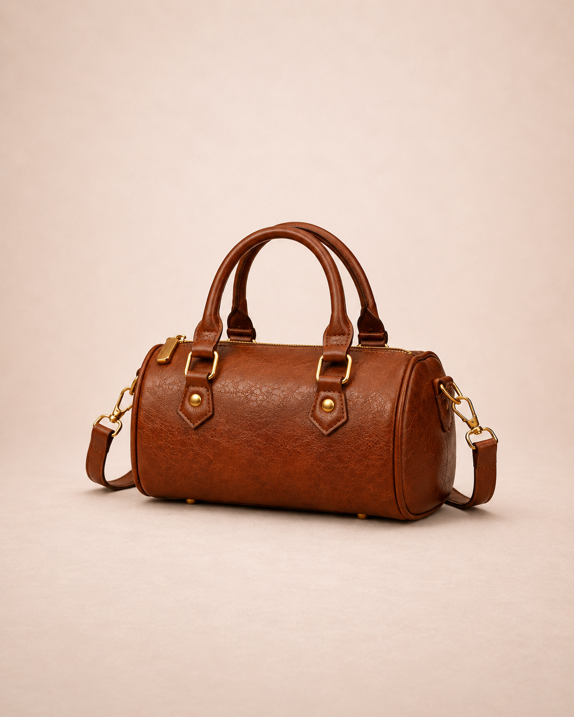 Sac Boston vintage en cuir marron