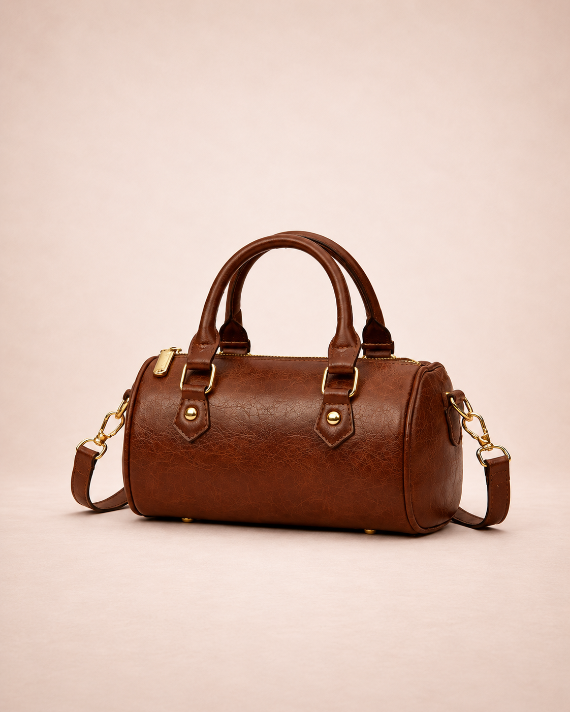 Sac Boston vintage en cuir marron