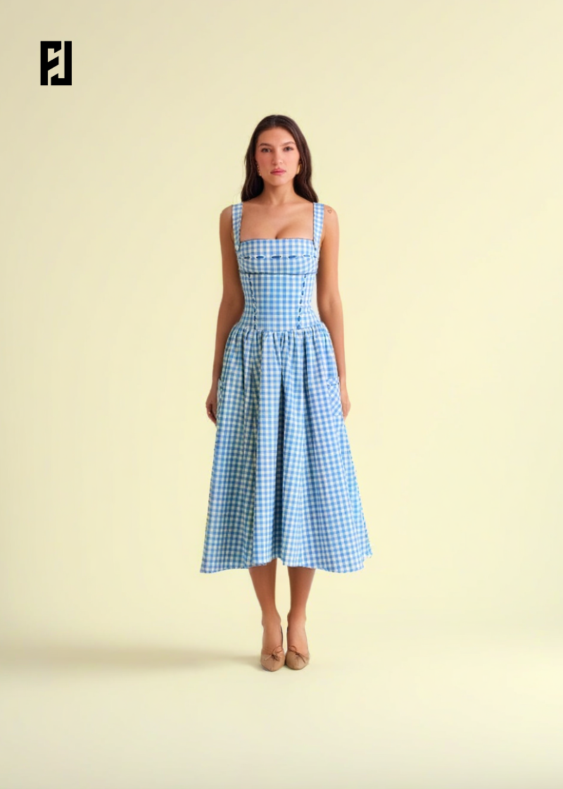 Robe d’Été à Carreaux – Silhouette Chic & Détails Pratiques