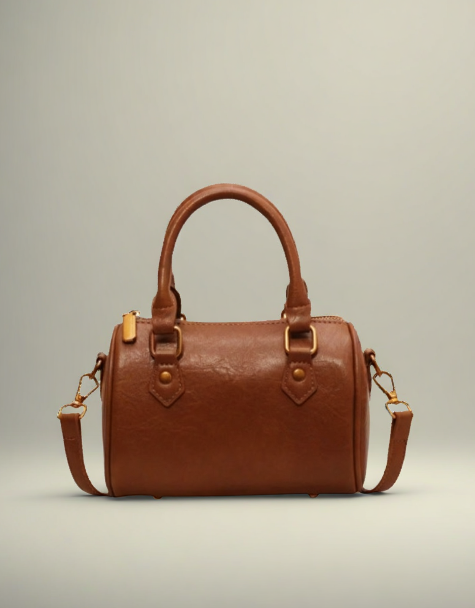 Sac Boston vintage en cuir marron