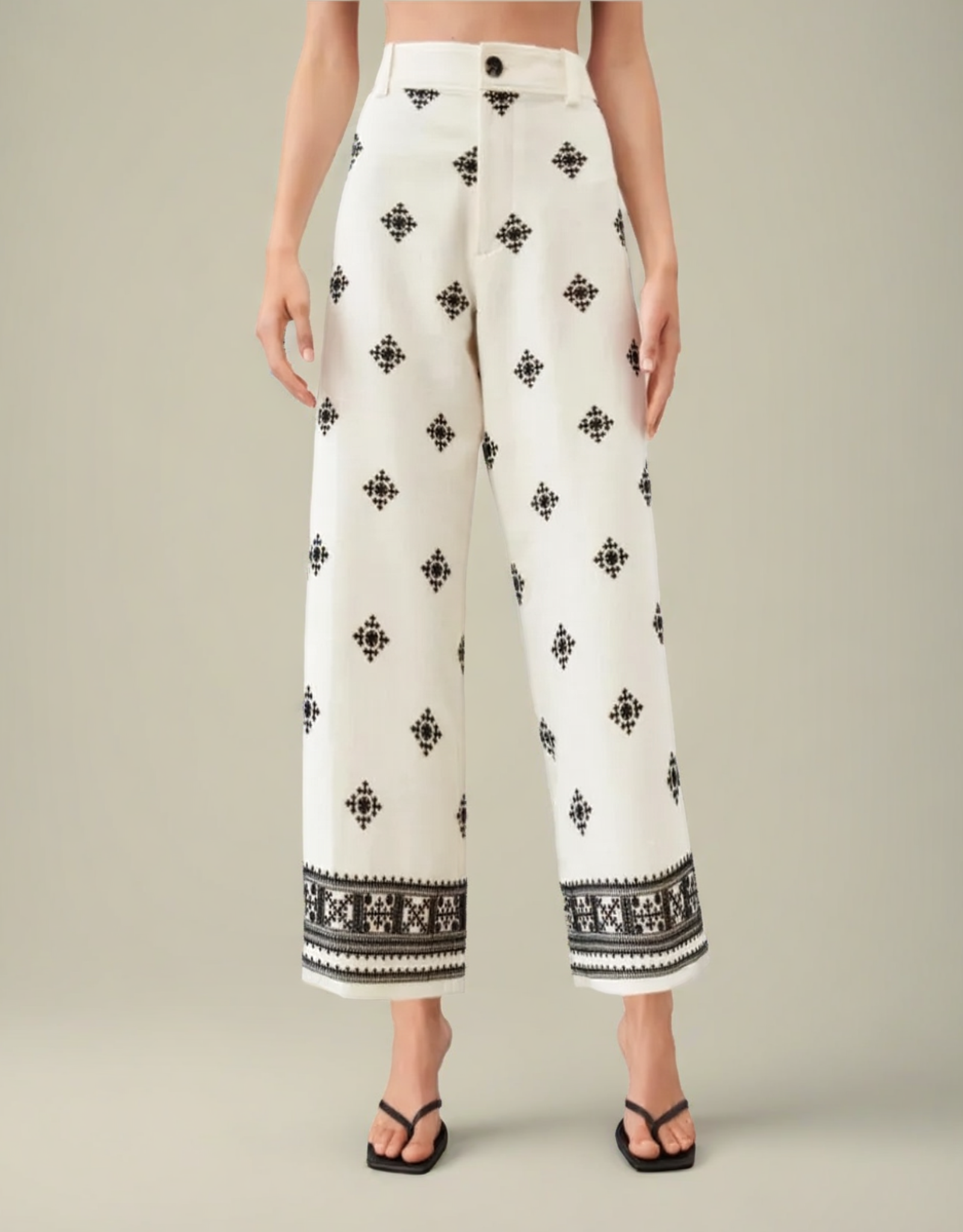 Pantalon Brodé Femme Élégant et Confortable