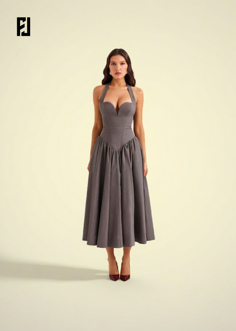 Robe – Moulante Rouge, Col Halter, Élégante pour Soirée | Casual & Événements
