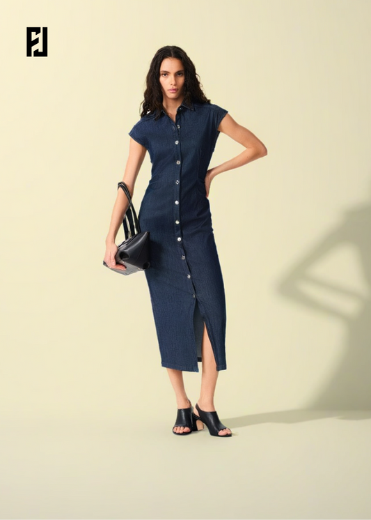 Robe Longue en Jean Bleu Foncé | Tendance & Chic