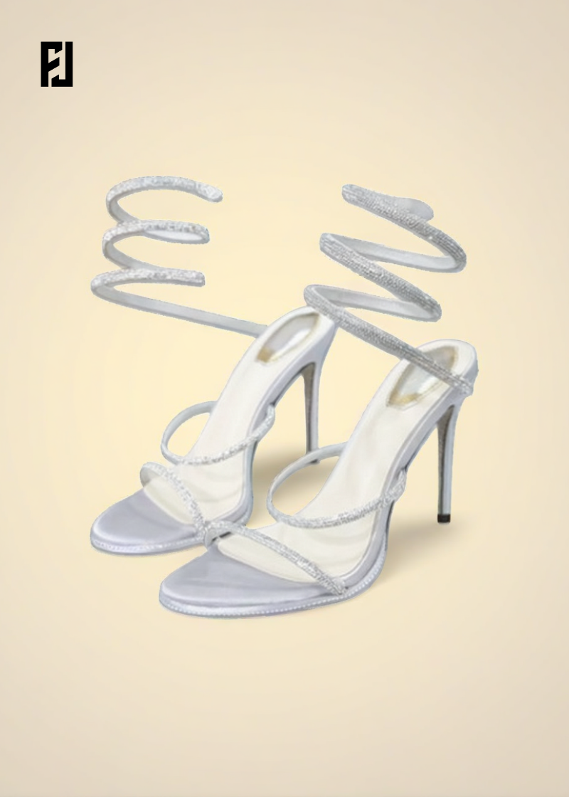Sandales Gladiateur Luxe – Strass Cristal & Talons Fins Hauts