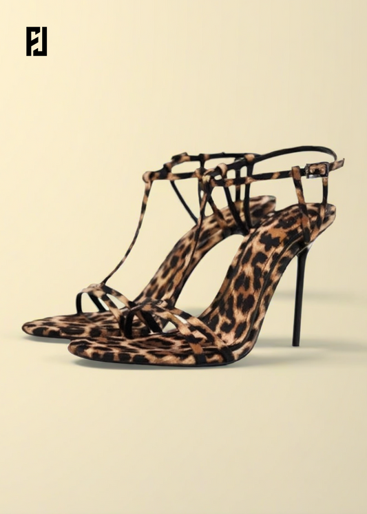 Sandales à Talons Hauts Léopard Femme – Élégance et Confort