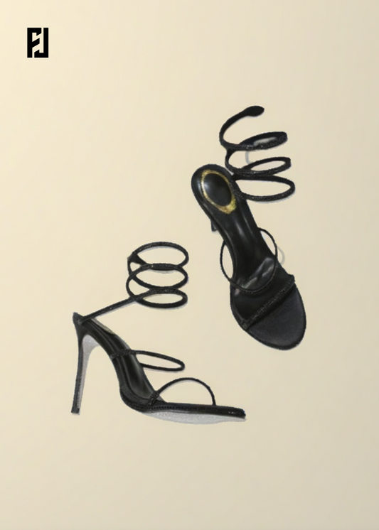 Sandales Gladiateur Luxe – Strass Cristal & Talons Fins Hauts