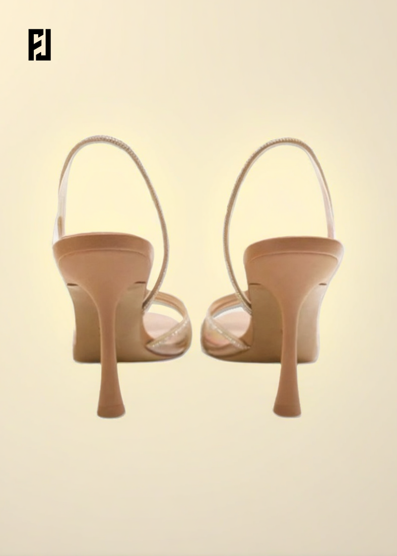 Sandales à Talons Fins – Bout Pointu Ouvert & Strass