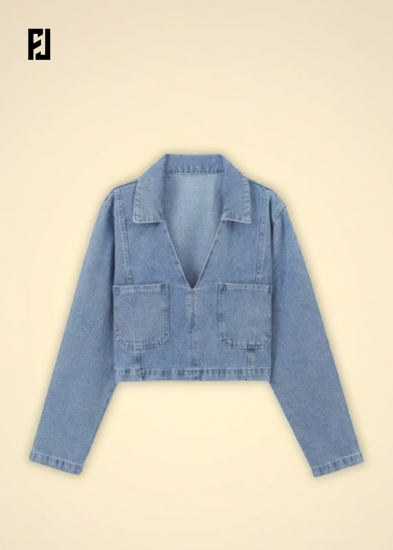 Haut Court Élégant en Denim Femme par Fondelier