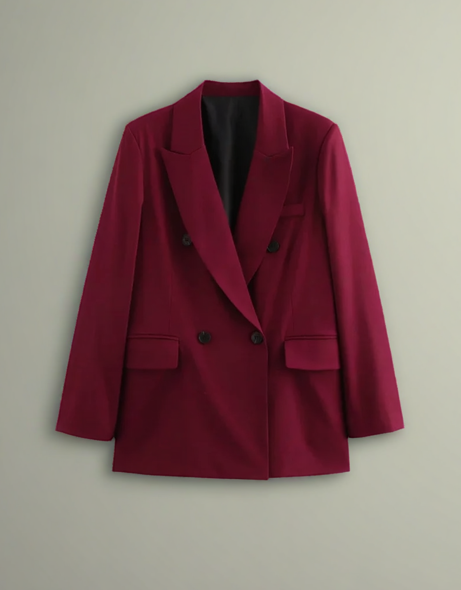 Blazer femme bordeaux vintage au design élégant avec une coupe ajustée et des boutons XXL