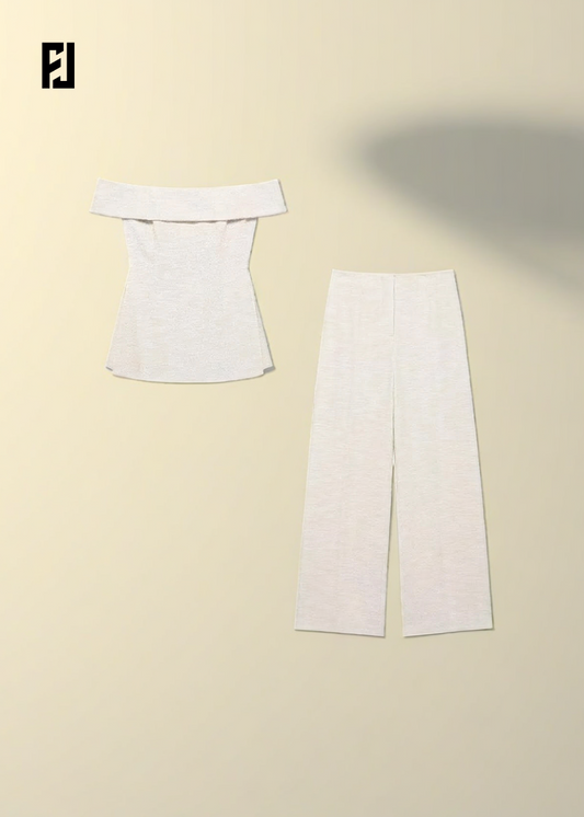 Ensemble Femme Chic – Corset Dos Nu à Fermeture Zippée - Pantalon Large, Style Élégant