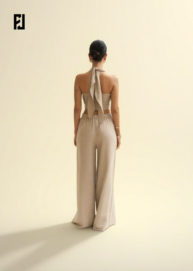 Ensemble en Lin Doux - Mode Été Élégante, Bohème Décontracté.