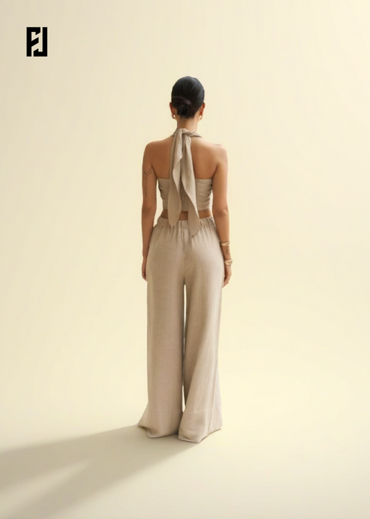 Ensemble en Lin Doux - Mode Été Élégante, Bohème Décontracté.