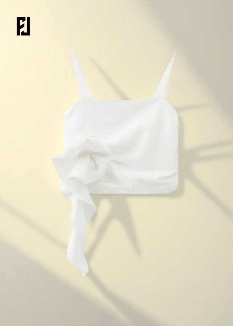 Top – Camisole Courte à Bretelles Réglables avec Fleurs , Style Chic pour Soirée