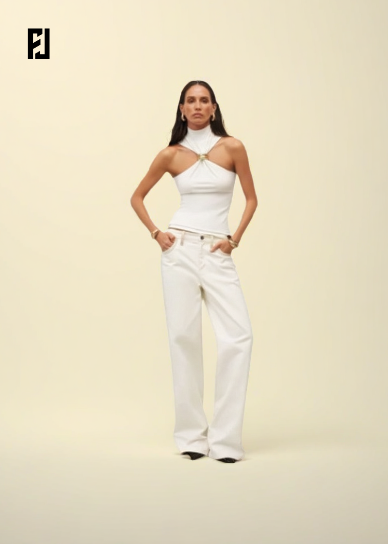 Top Court Sans Manches – Col Roulé en Maille Tendance