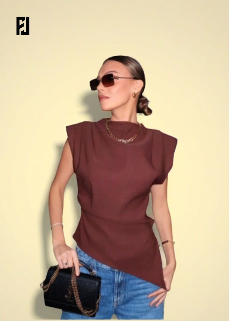 Top Femme Élégant – Finition Plissée & Manches Courtes Slim
