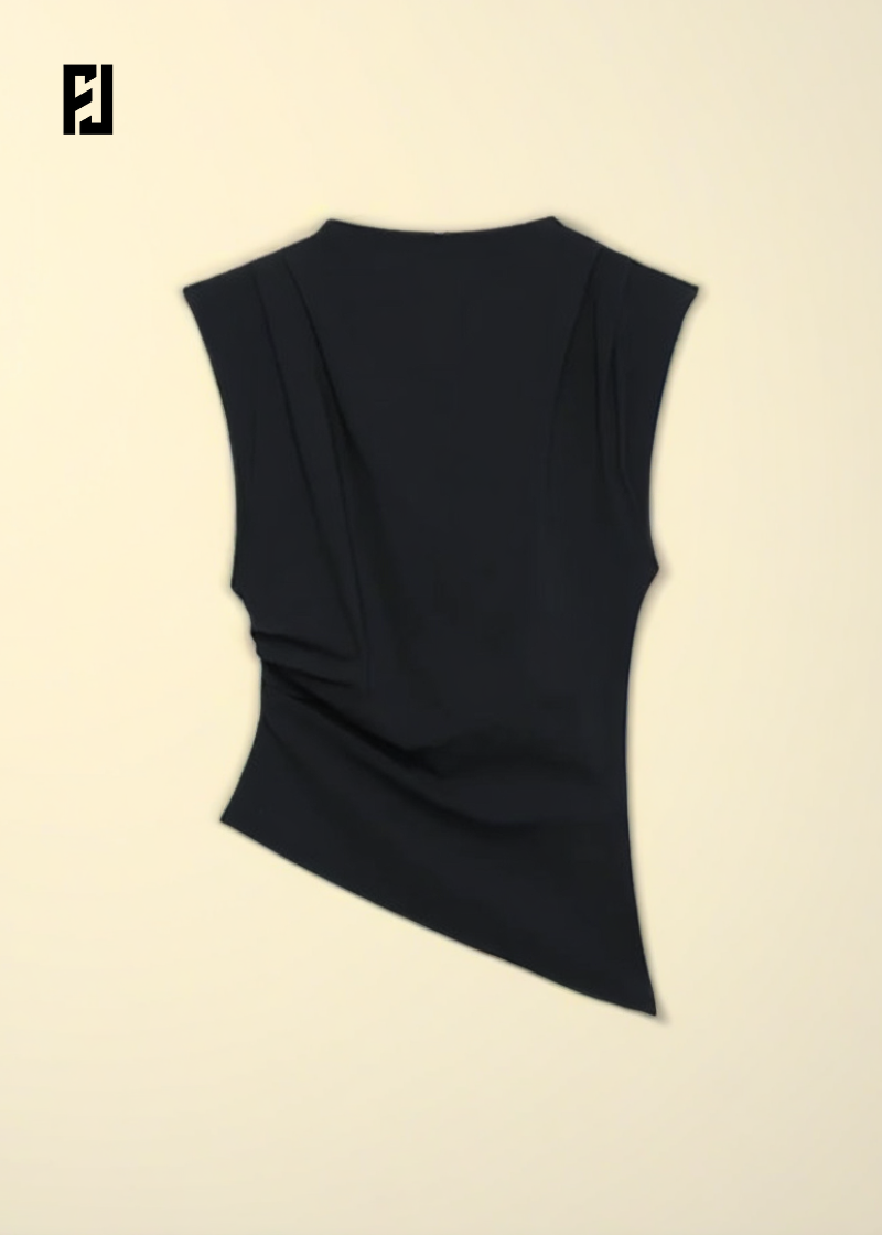 Top Femme Élégant – Finition Plissée & Manches Courtes Slim