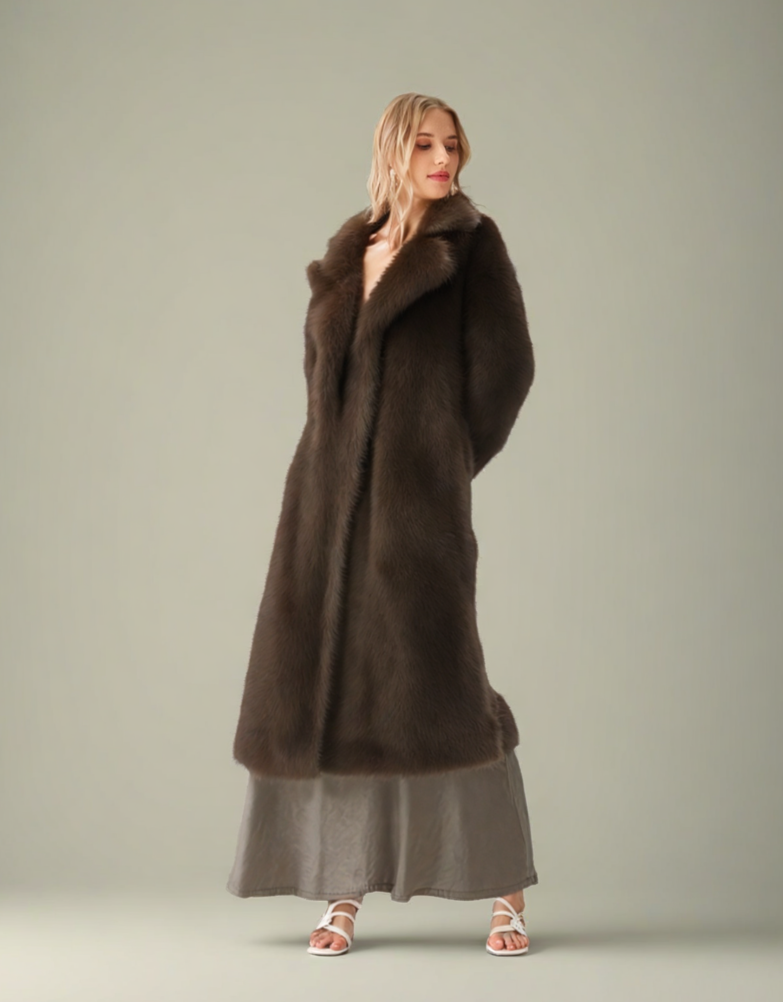 Manteau Femme Long Fausse Fourrure Élégant