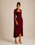 Robe Midi Bodycon Col Carré Sculptante | Fondelier