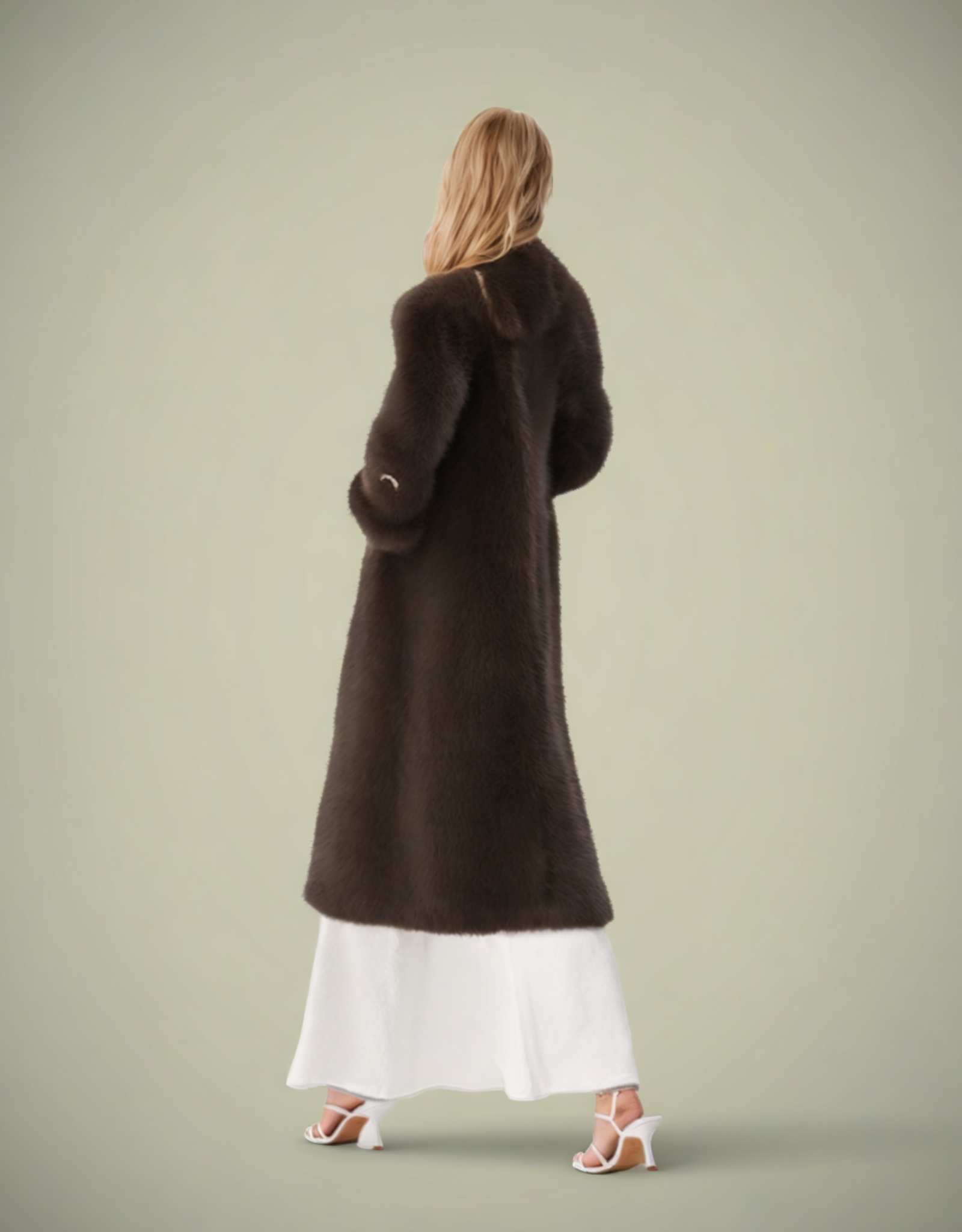 Manteau Femme Long Fausse Fourrure Élégant