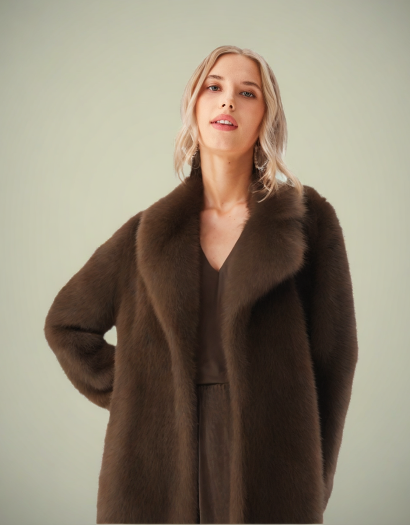 Manteau Femme Long Fausse Fourrure Élégant