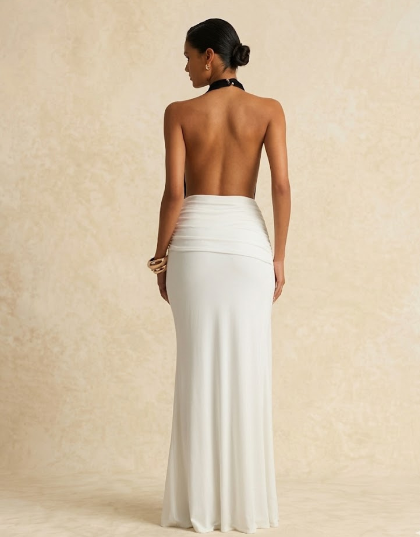 Robe Soirée Blanche et Noire Femme - Fondelier Élégante