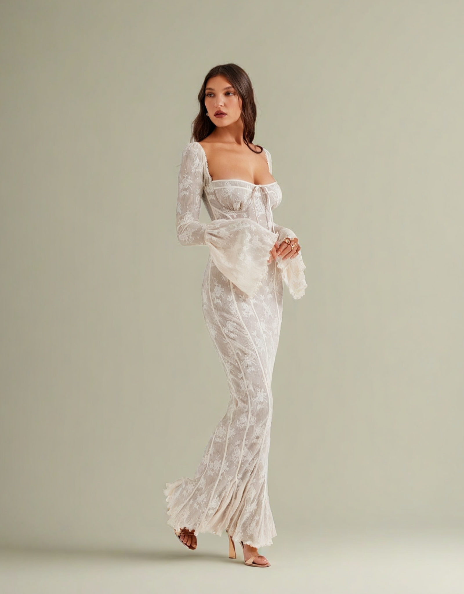 Robe Maxi Chic avec Manches Évasées