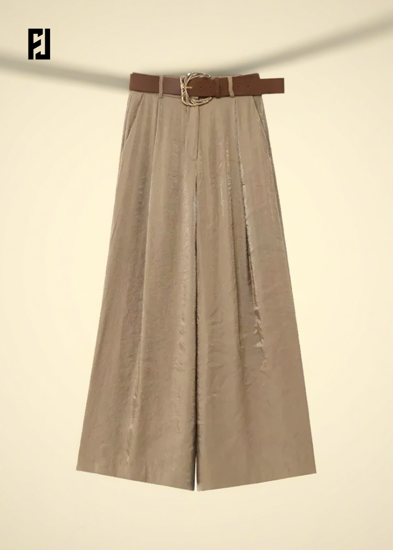 Pantalon large femme Fondelier en lin élégant