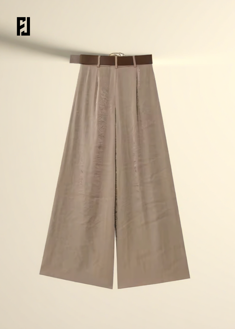 Pantalon large femme Fondelier en lin élégant