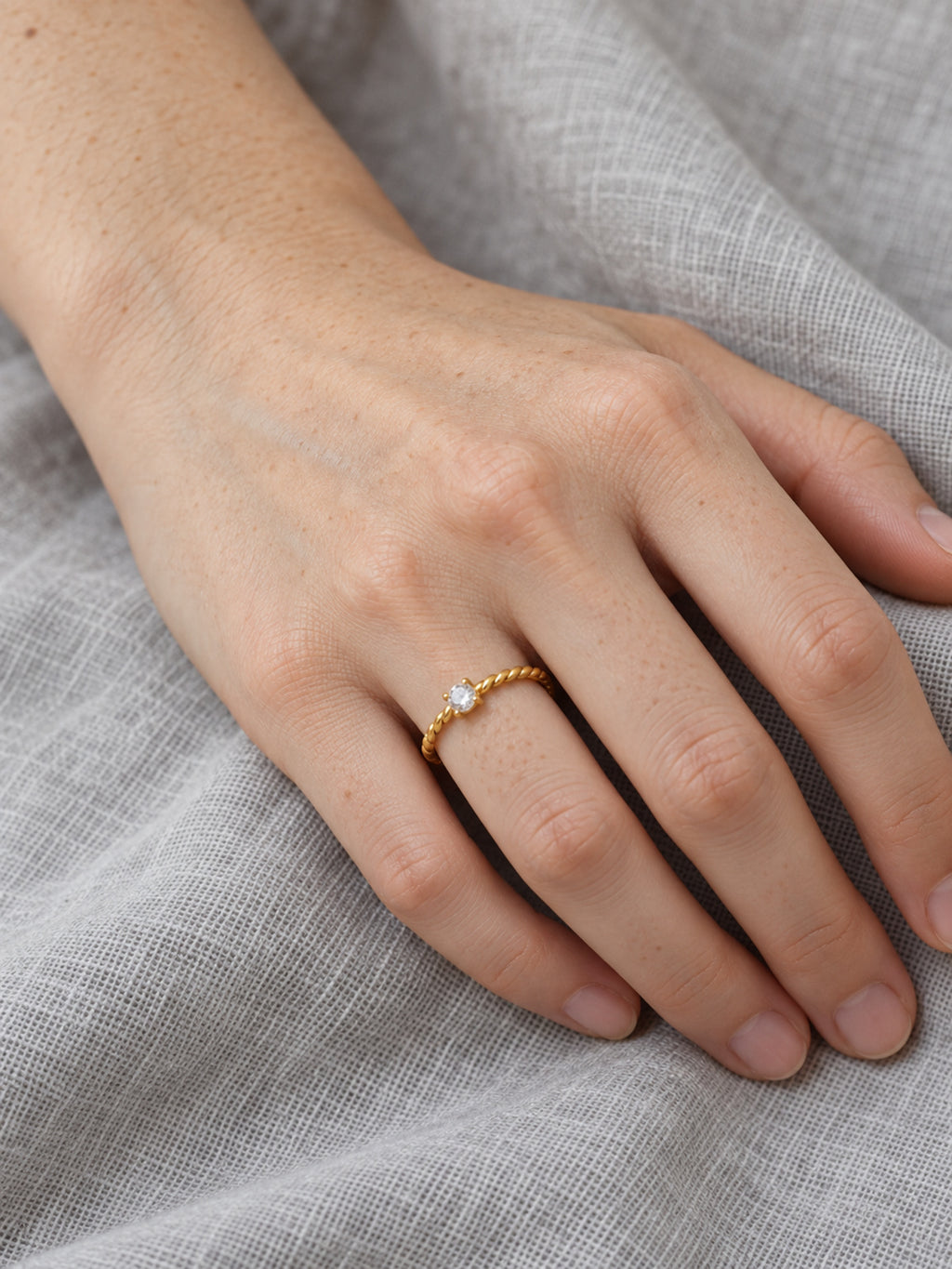 Twist Zirconia Ring — worn view