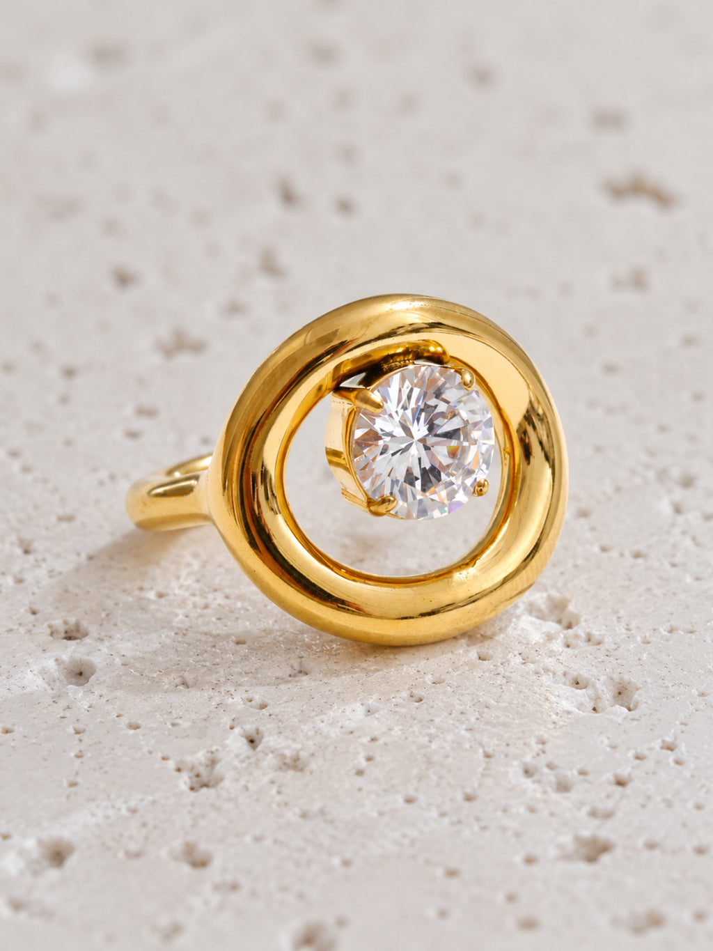 Solstice Round Zirconia Ring — detail view