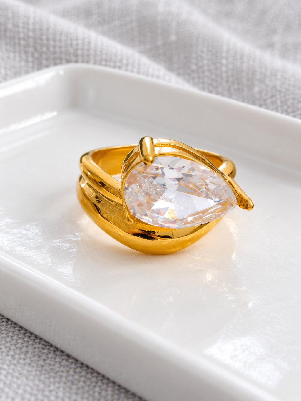 Dewdrop Zirconia Ring — detail view