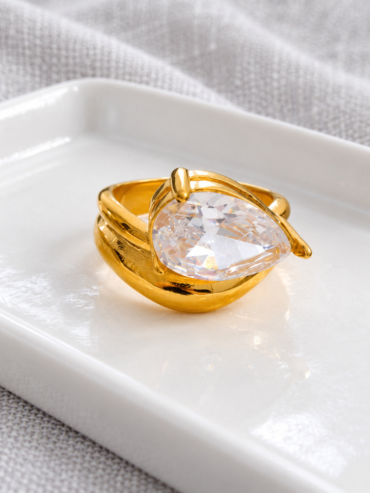 Dewdrop Zirconia Ring — detail view