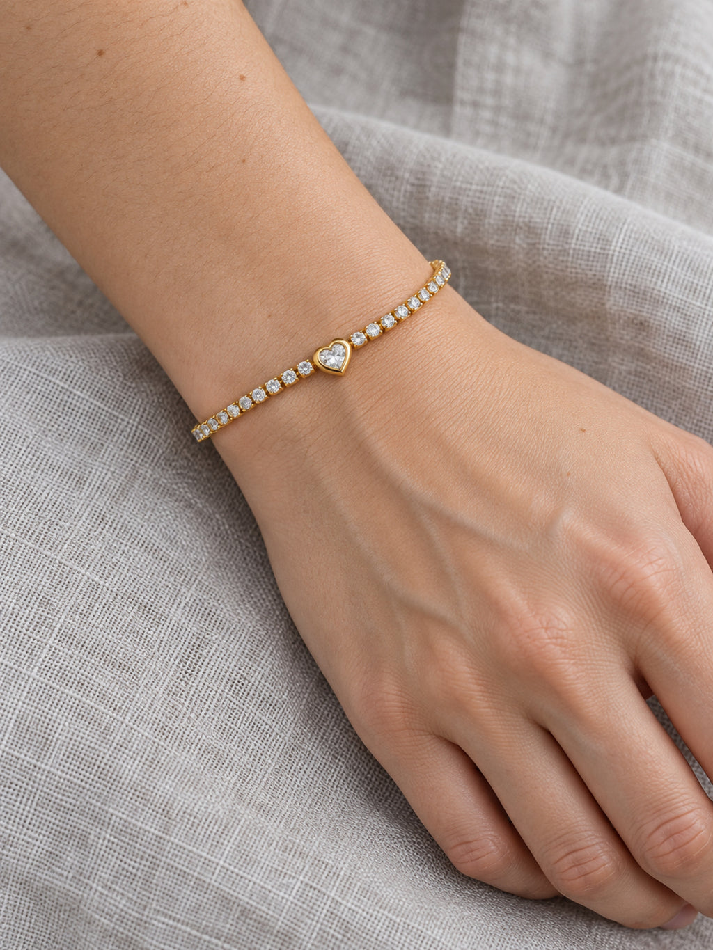 Heartbeat Zirconia Bracelet — worn view