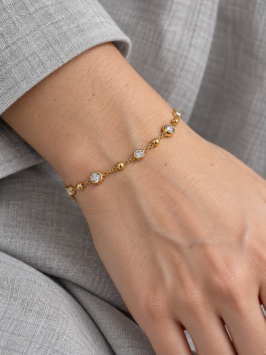 Lumière Zirconia Chain Bracelet — worn view