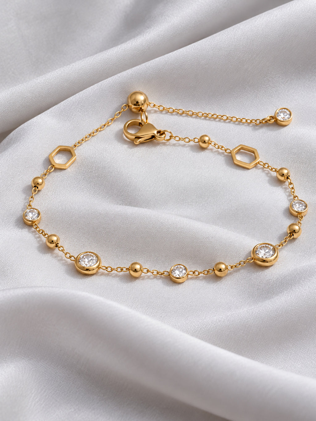Lumière Zirconia Chain Bracelet — editorial still life