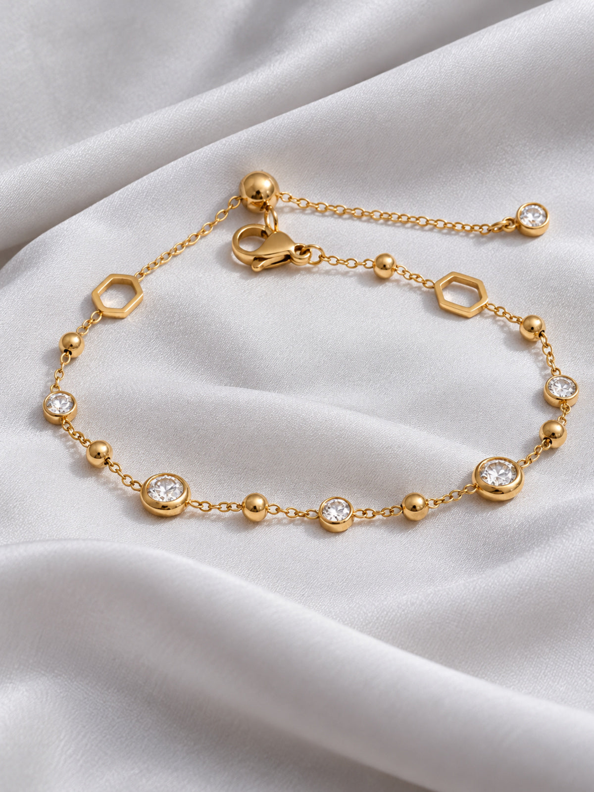 Lumière Zirconia Chain Bracelet — editorial still life