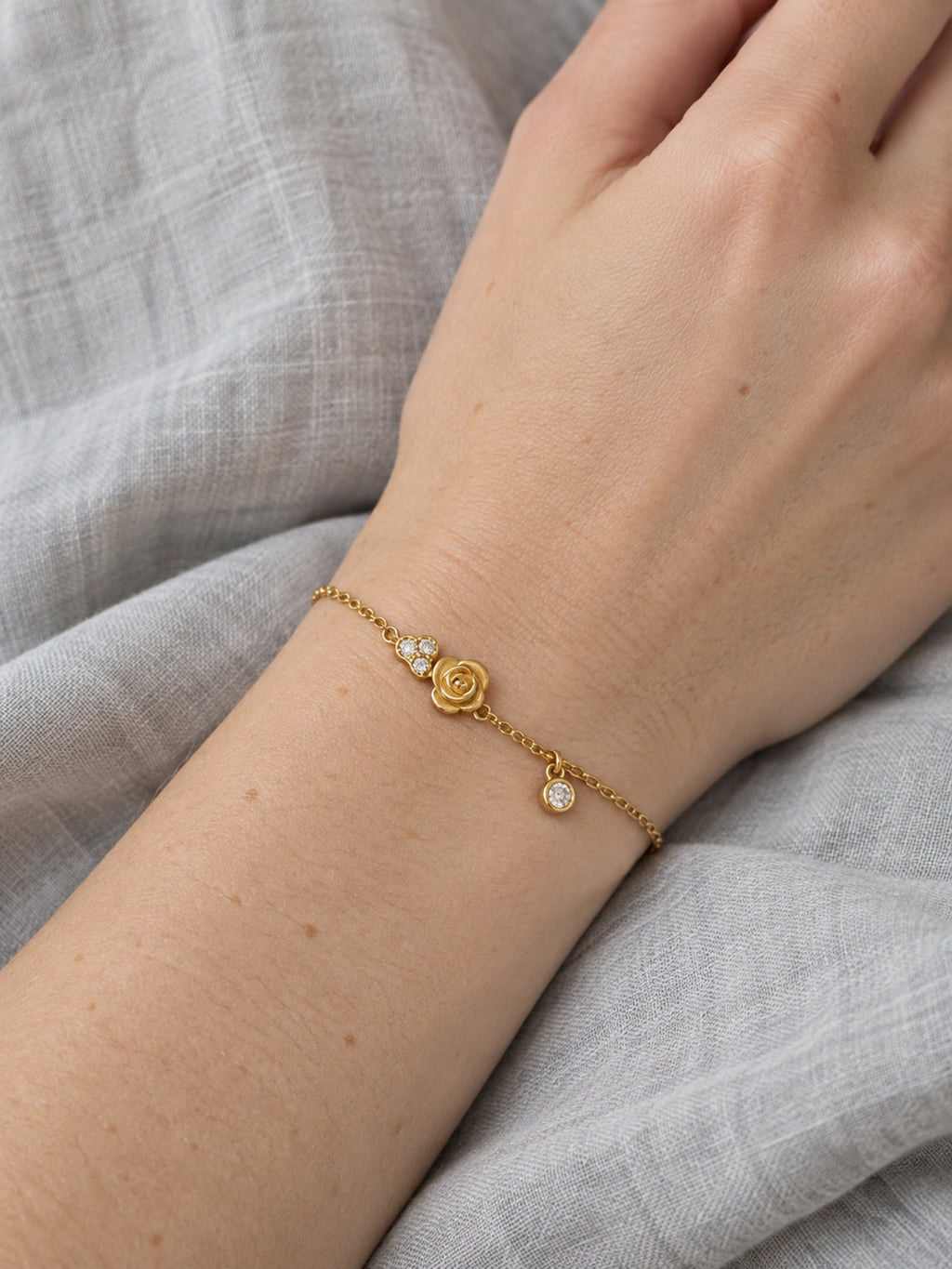 Fleur Zirconia Bracelet — worn view