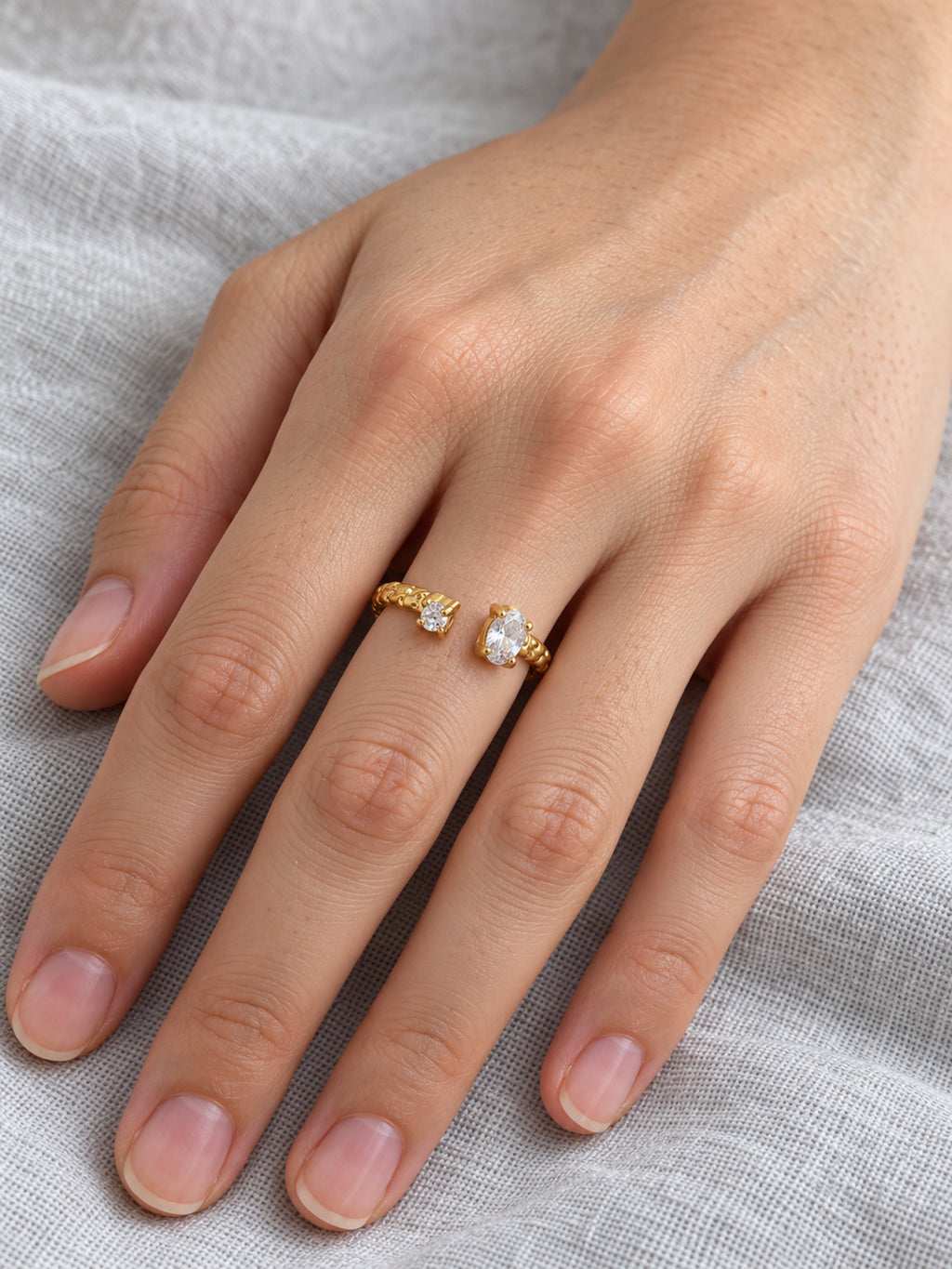 Braid Zirconia Ring — worn view