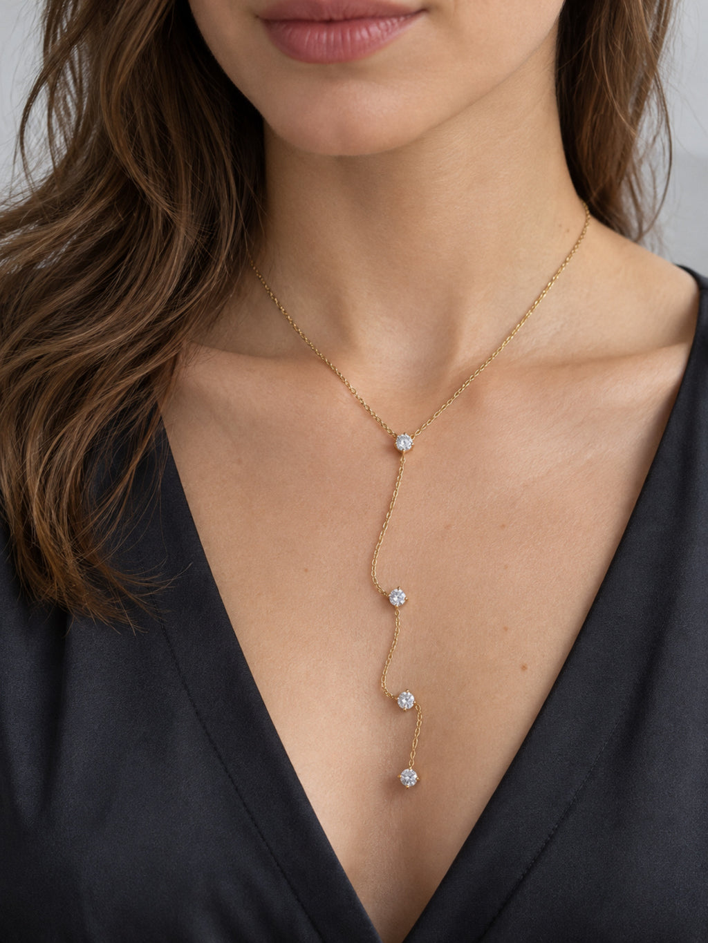 Celeste Drop Necklace — worn view