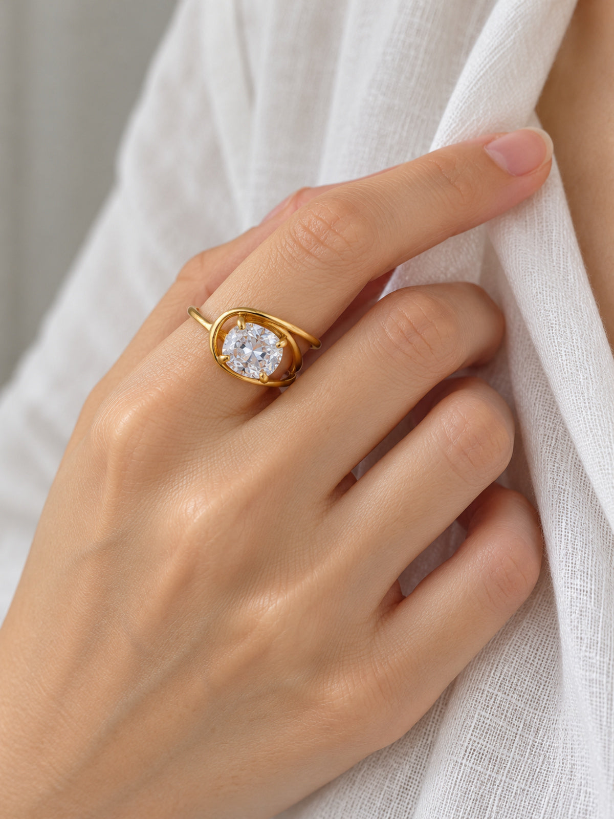 Clarity Solitaire Ring — worn view