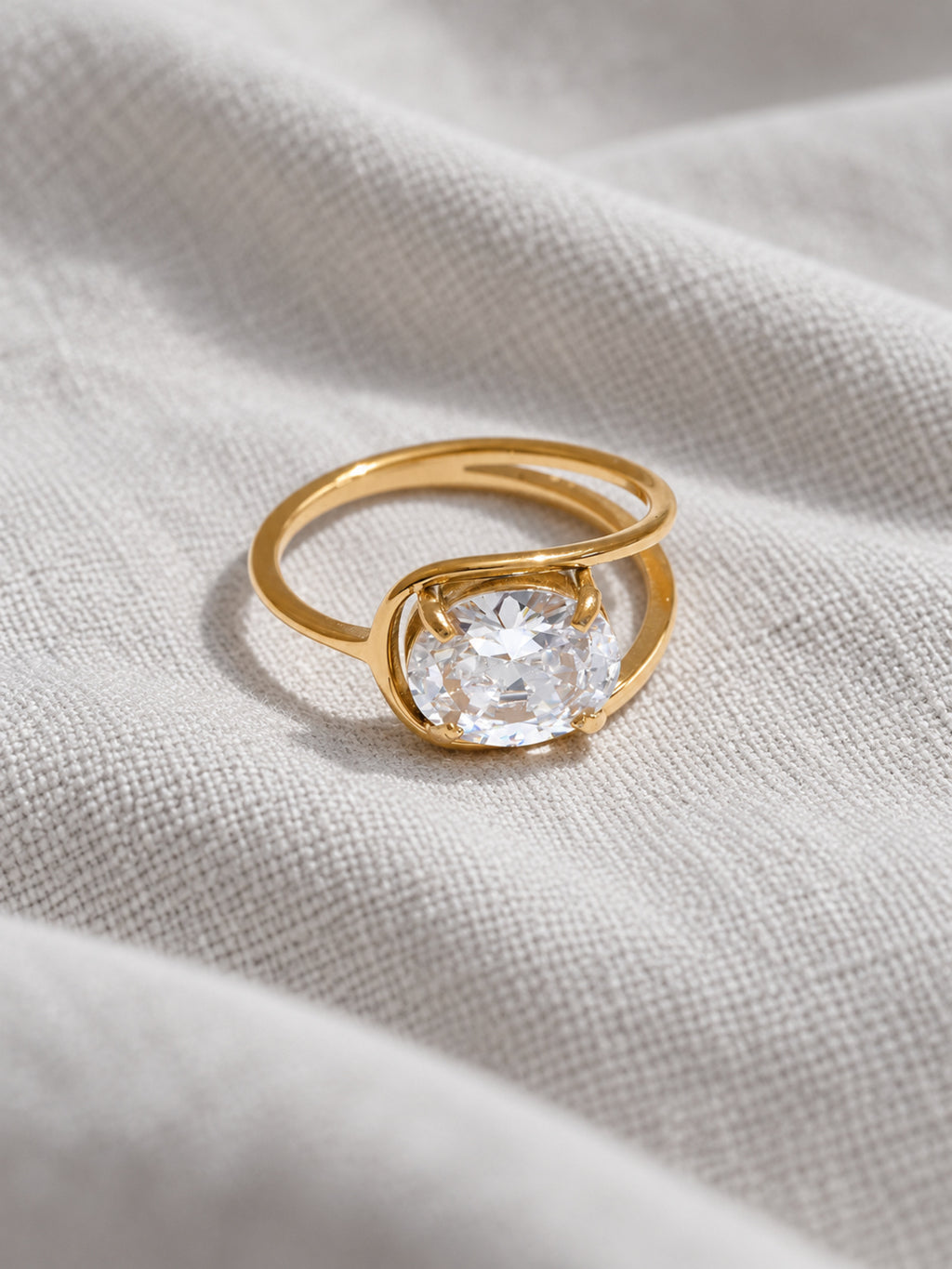 Clarity Solitaire Ring — editorial still life