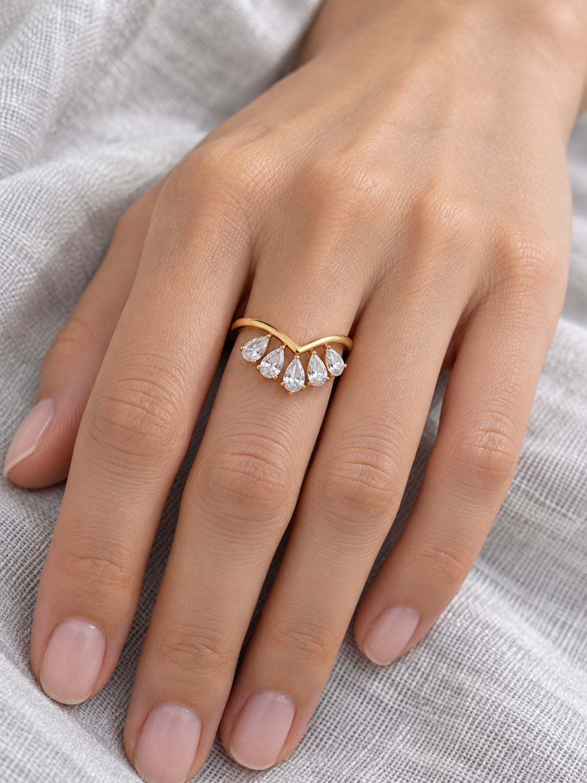 Dahlia Flower Ring — worn view