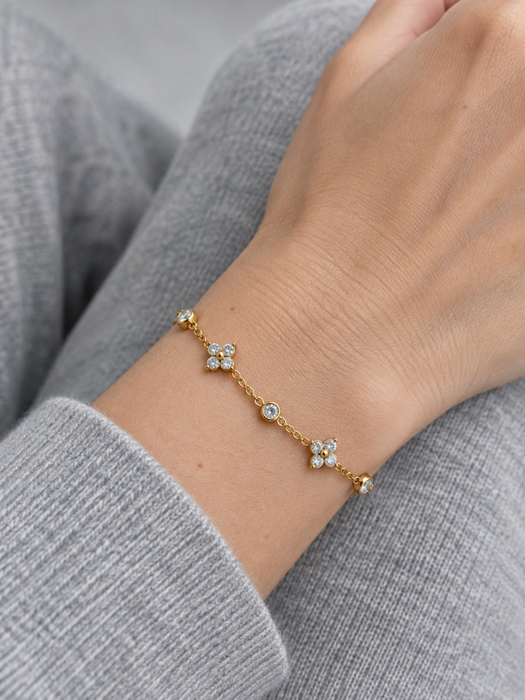 Elara Flower Bracelet — worn on wrist