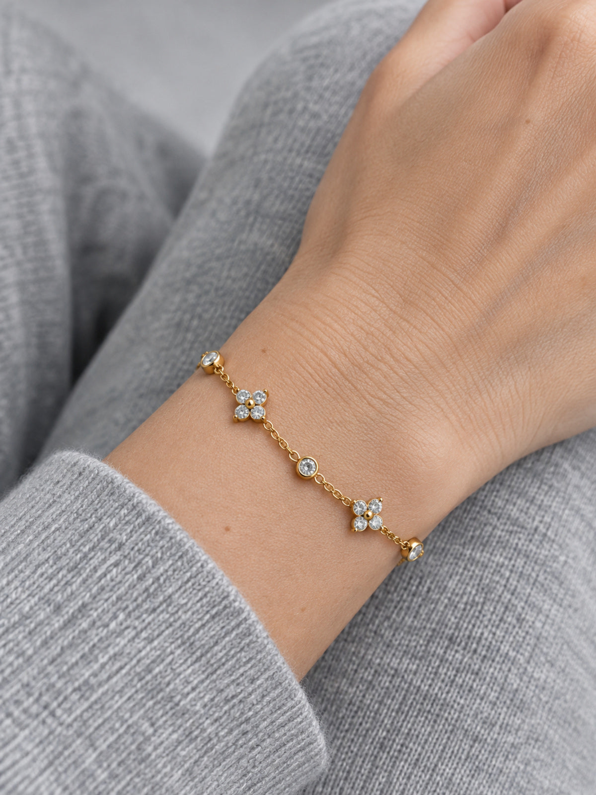 Elara Flower Bracelet — worn on wrist