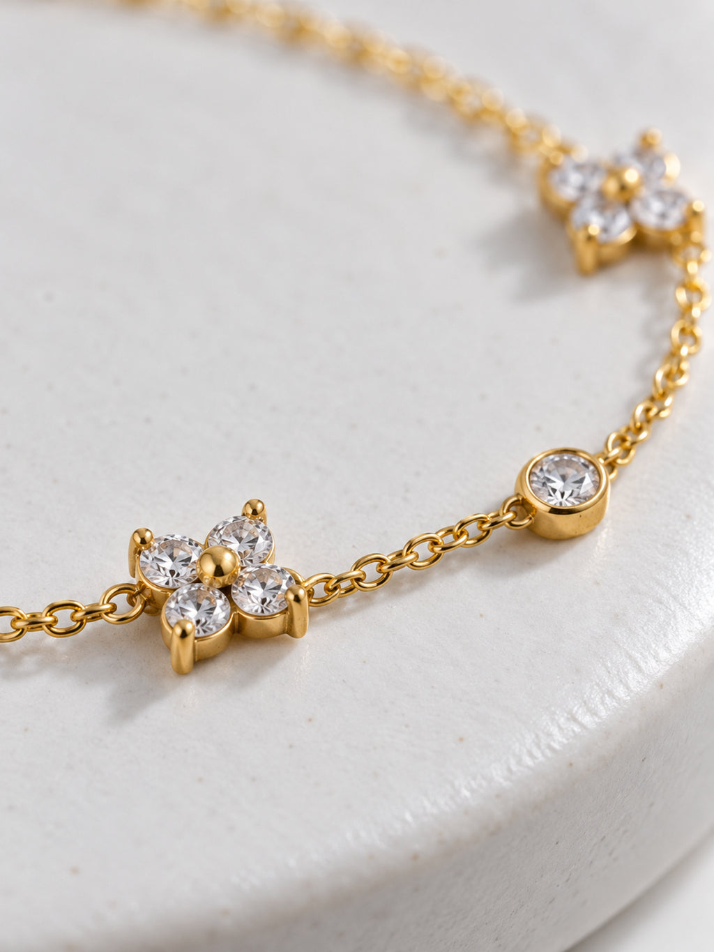 Elara Flower Bracelet — flower and stone detail