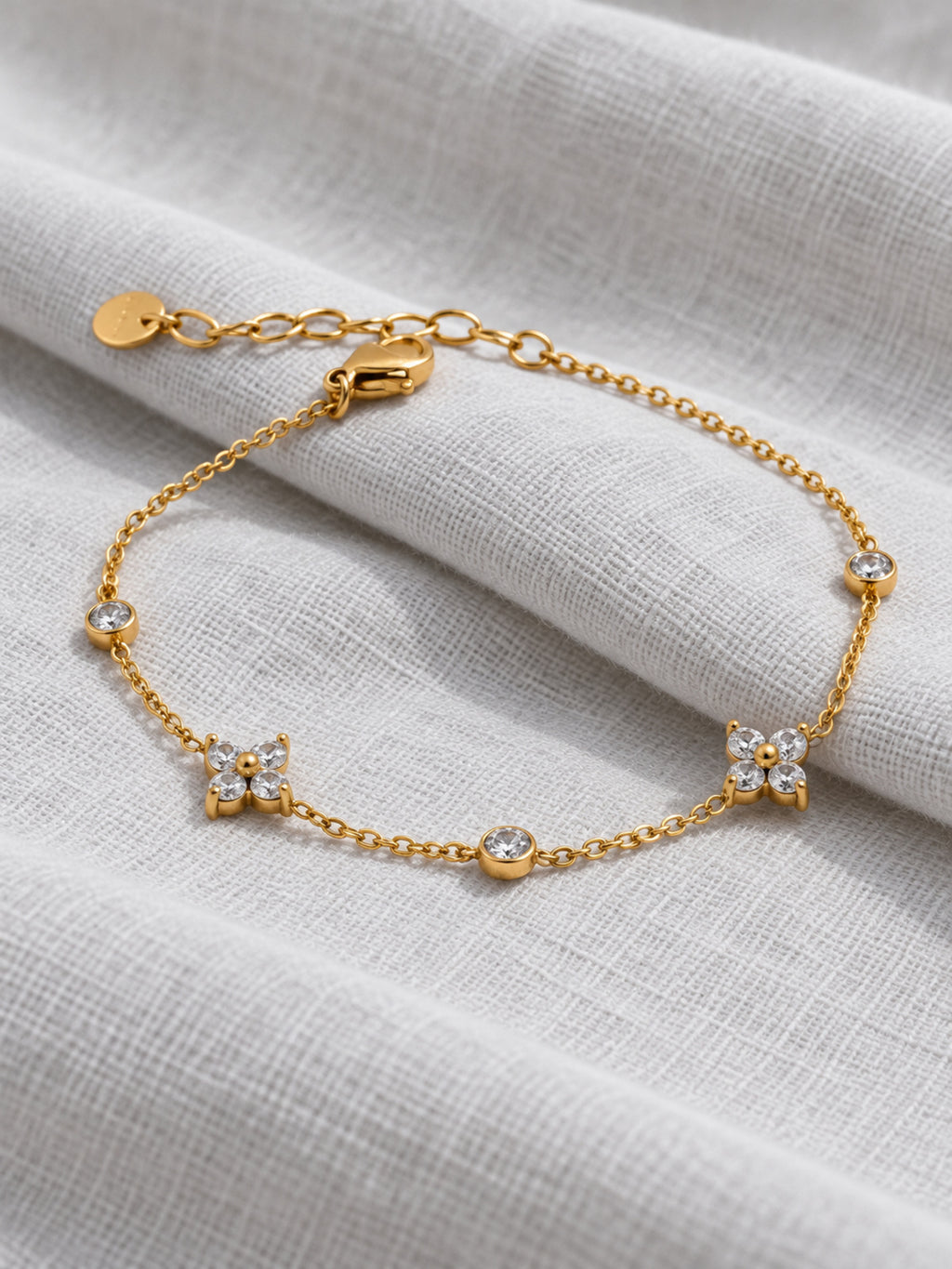 Elara Flower Bracelet — linen still life