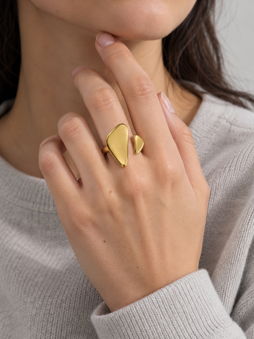 Facet Triangle Ring — worn view