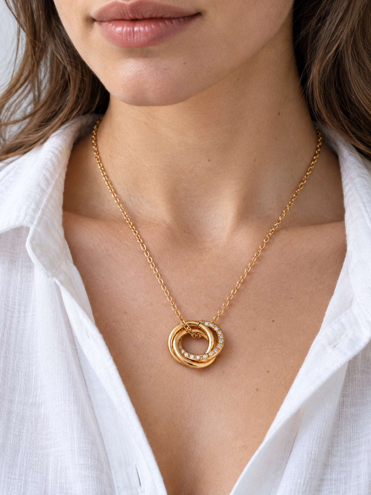Iris Pendant Necklace — worn view